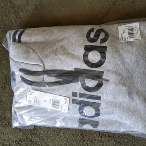 XL Adidas Mens 3 Stripes Fleece Hoody DU0495 Gray